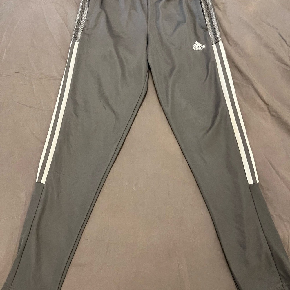 Adidas Charcoal Joggers with White Accents